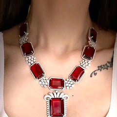 Regal Ruby Diamond Necklace Set