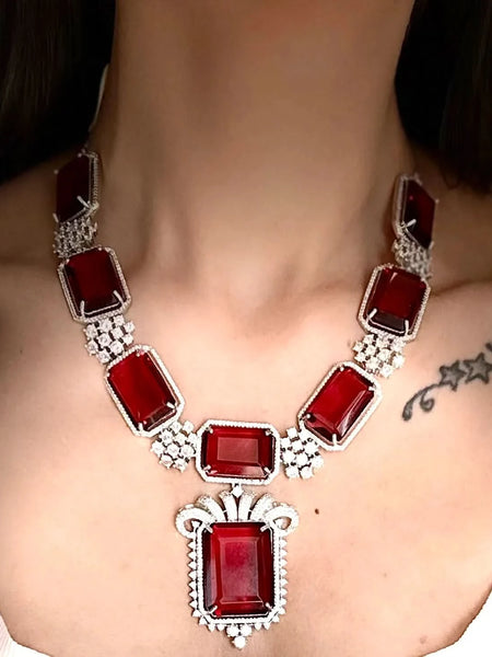 Regal Ruby Diamond Necklace Set