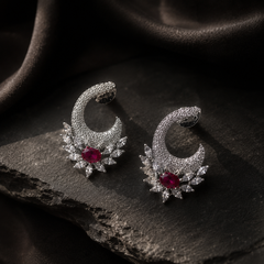 Ruhani Ruby Crescent Earrings