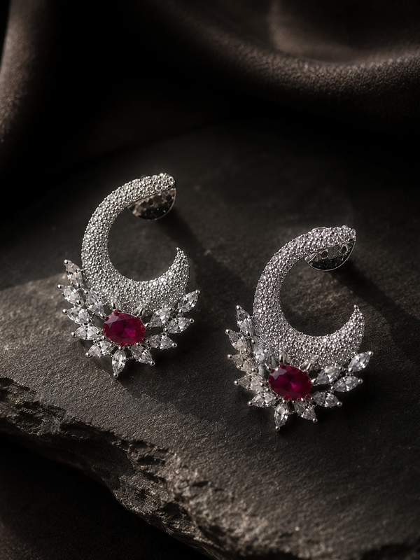 Ruhani Ruby Crescent Earrings