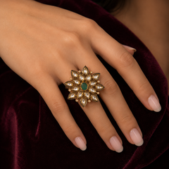 Zehra Emerald Polki Ring
