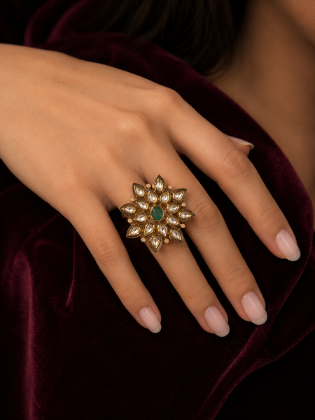 Zehra Emerald Polki Ring