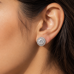 Halo Solitaire Stud Earrings