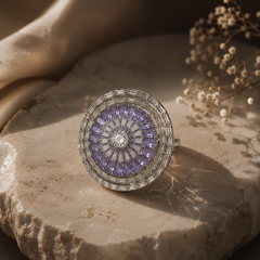 Amethyst Halo Statement Ring