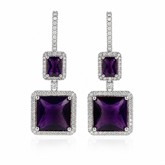 Amara Amethyst Geometric Drop Earrings
