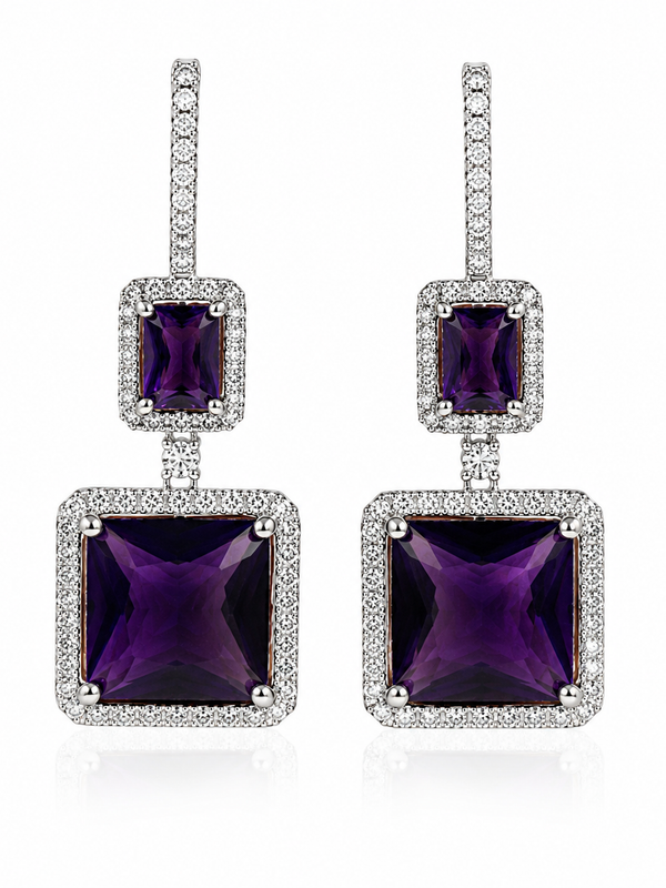 Amara Amethyst Geometric Drop Earrings