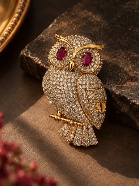 Rakta Drishti Owl Brooch