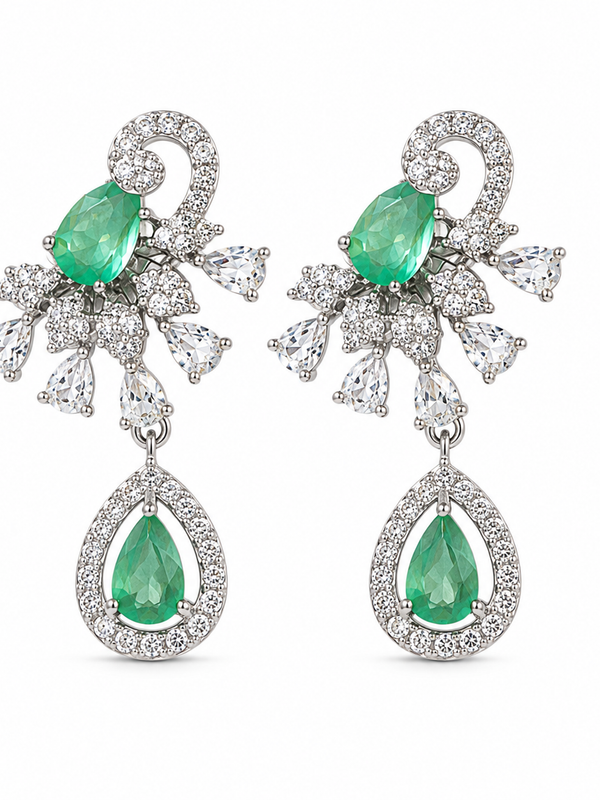 Evara Mint Crystal Drop Earrings