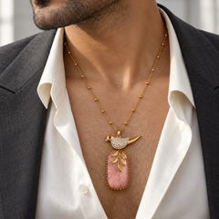 Gulabi Parinda Pink Stone & Gold-Plated Men's Pendant Necklace