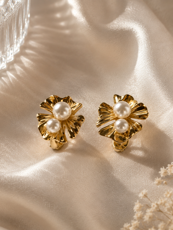 Fleur Pearl Statement Stud Earrings