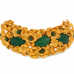 Gulbahar Emerald Floral Choker & Earrings Set