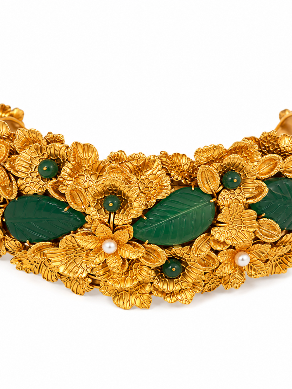 Gulbahar Emerald Floral Choker & Earrings Set