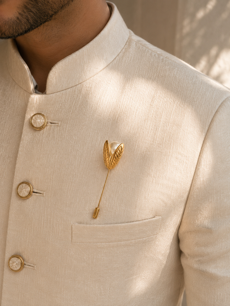 Aurelia Pearl Leaf Lapel Pin