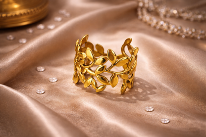 Golden Vine Leaf Ring
