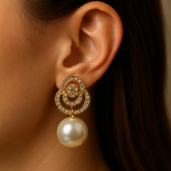 Pearl Diamond Drop Earrings