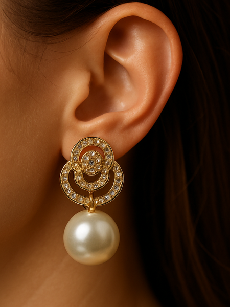 Pearl Diamond Drop Earrings