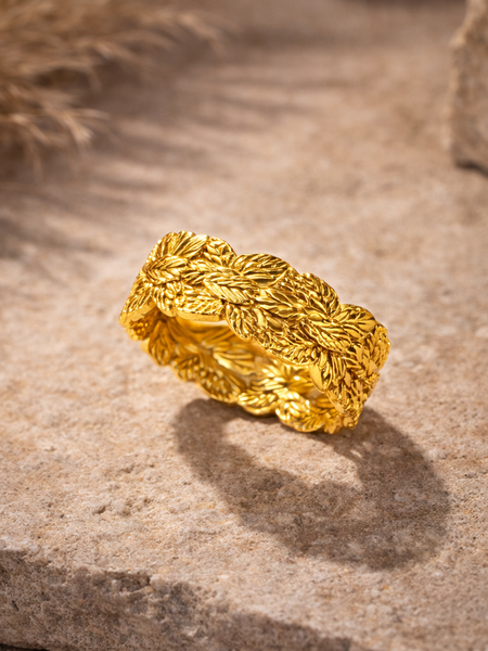 Heritage Leaf Weave Band Ring