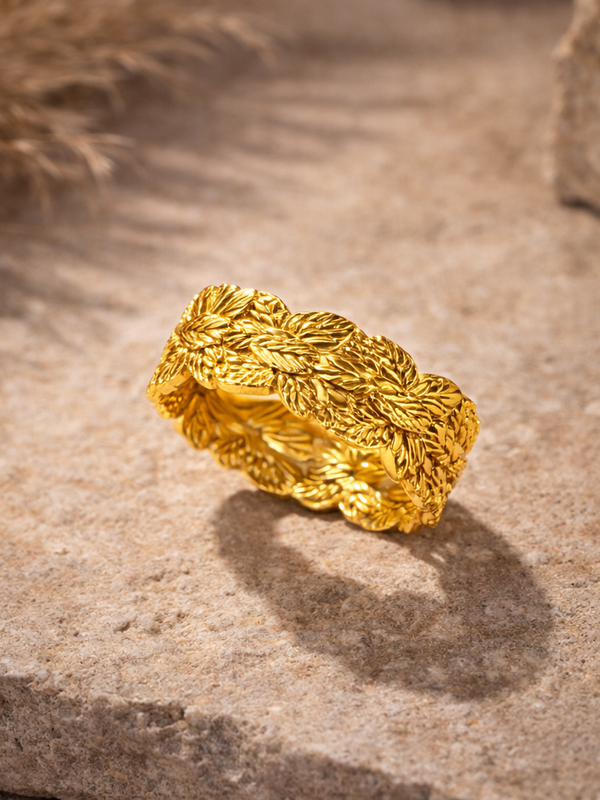 Heritage Leaf Weave Band Ring