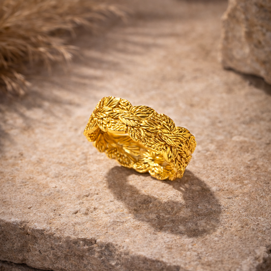 Heritage Leaf Weave Band Ring