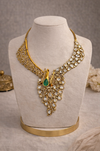 Emerald Peacock Heritage Necklace Set