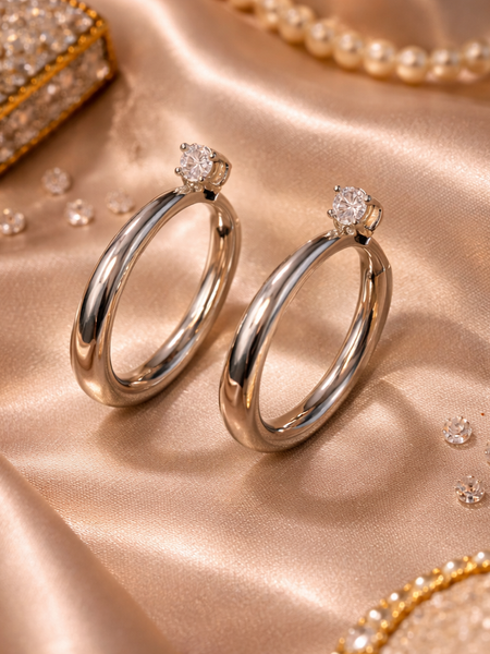 Celeste Double Crystal Hoop Earrings – Gold
