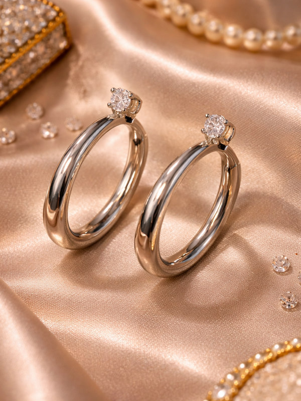 Celeste Double Crystal Hoop Earrings – Gold