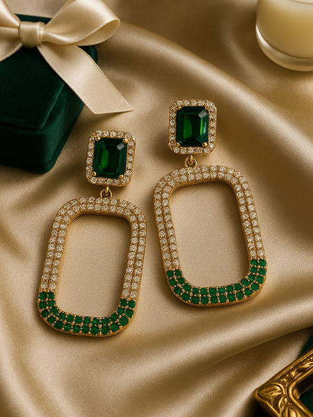 Emerald Aura Drop Earrings