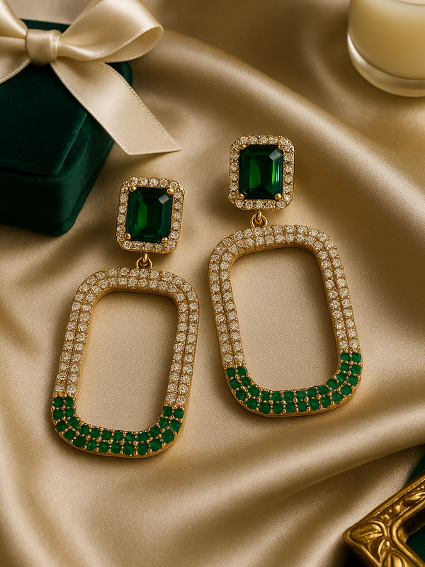 Emerald Aura Drop Earrings