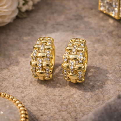 Aurelle Woven Crystal Hoop Earrings