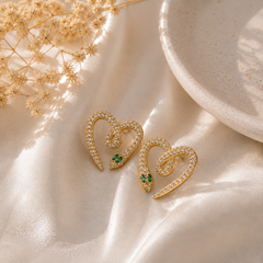 Serpentina Emerald Heart Earrings