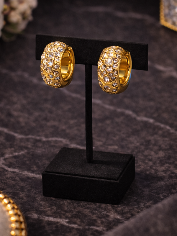 Aurora Pavé Gold Hoop Earrings
