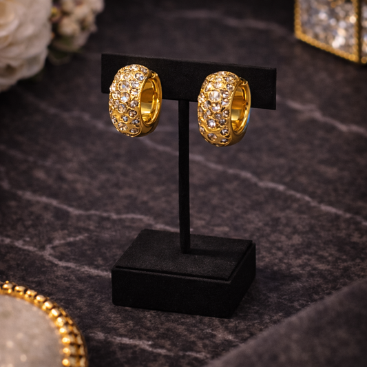 Aurora Pavé Gold Hoop Earrings