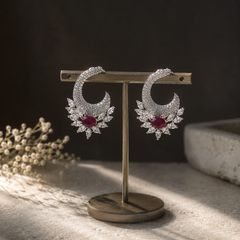 Ruhani Ruby Crescent Earrings