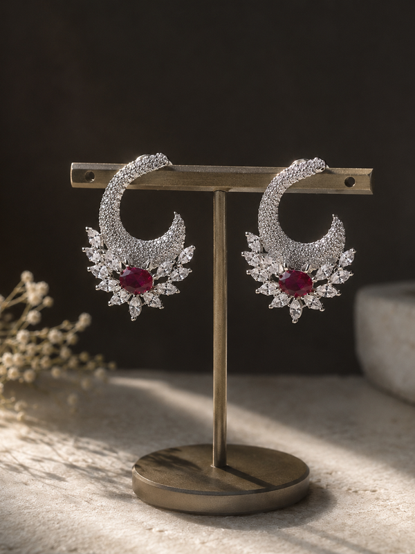 Ruhani Ruby Crescent Earrings