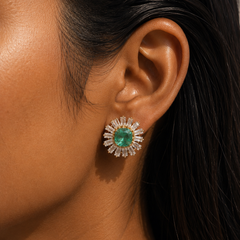 Emerald Sunburst Stud Earrings