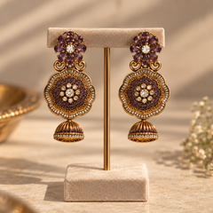 Meher Amethyst Floral Necklace & Jhumka Set