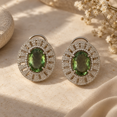 Elara Olive Halo Studs