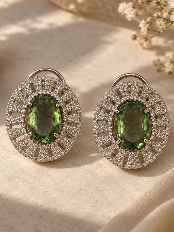 Elara Olive Halo Studs