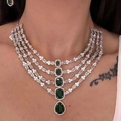 Emerald Cascade Diamond Necklace Set