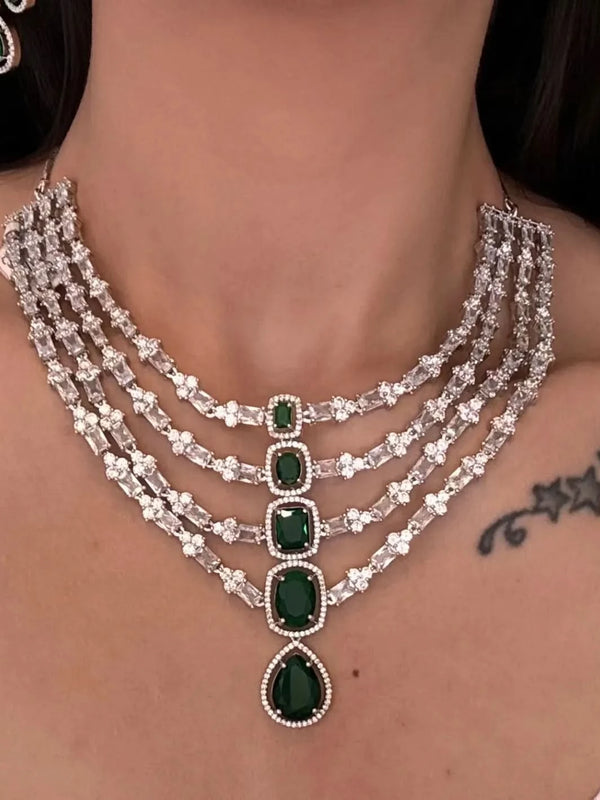 Emerald Cascade Diamond Necklace Set