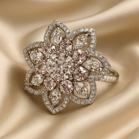 RosŽ Radiance Floral Statement Ring