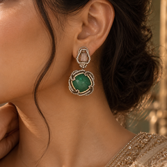 Zareen Emerald Polki Necklace & Earrings Set