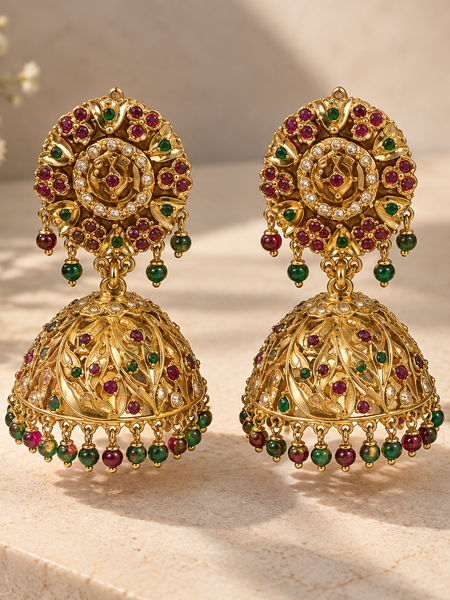 Rajkumari Navratan Jhumka Earrings