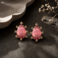 Roselle Blush Teardrop Stud Earrings