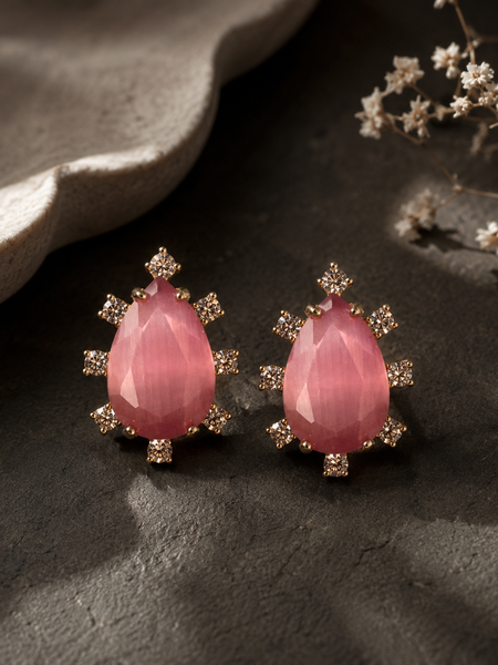 Roselle Blush Teardrop Stud Earrings