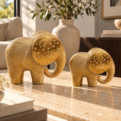 The Golden Bond – Elephant Duo Sculpture Set