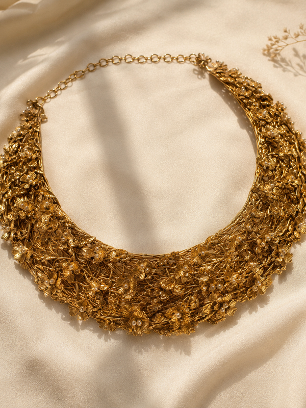 Nayab Handcrafted Floral Necklace & Earrings Set