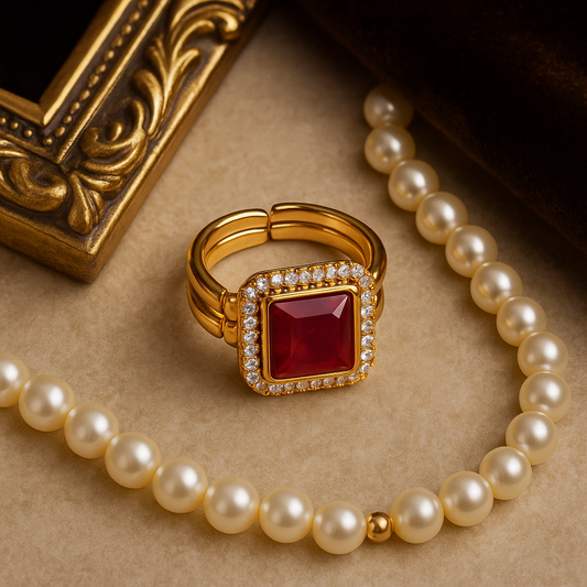Zeenat Ruby Diamond Flip Ring