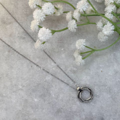 Silver Interlocking Rings Pendant Necklace