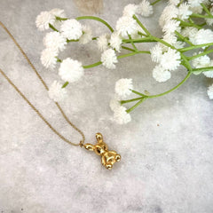 Gold Teddy Bear Pendant Necklace